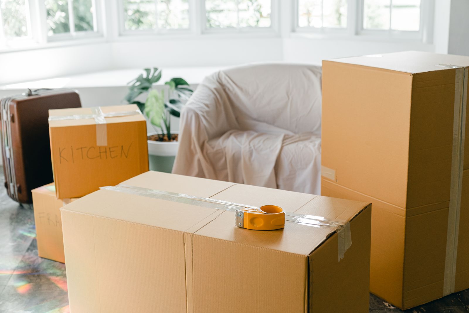 Neatly packed and wrapped items ready to move